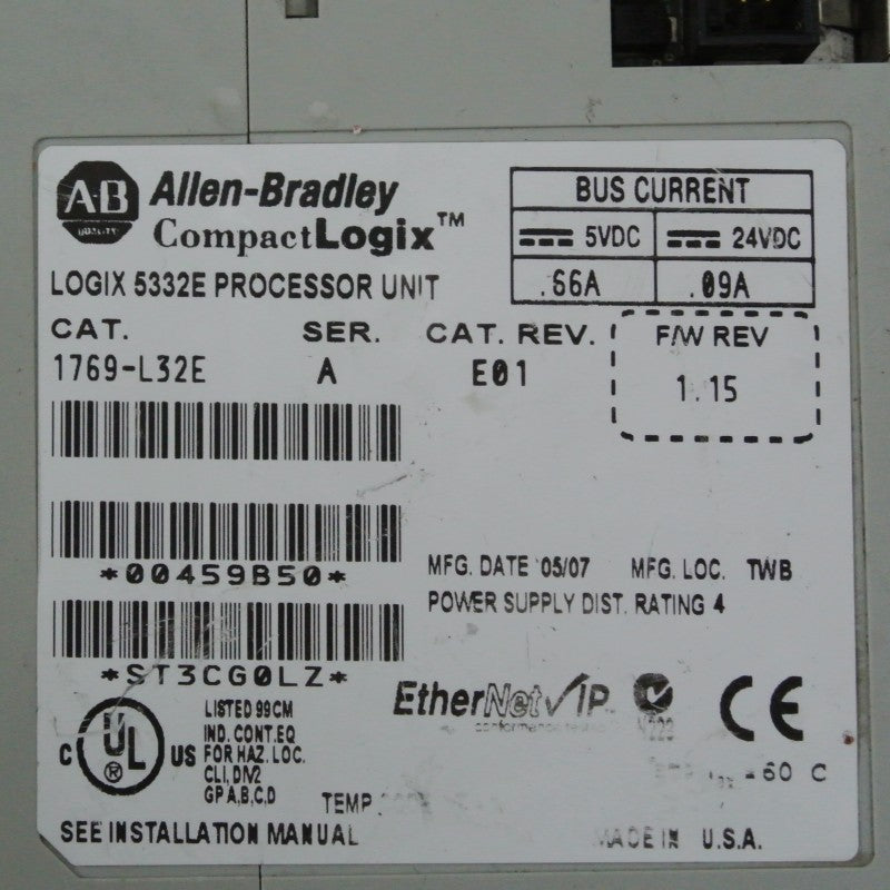 Allen Bradley 1769-L32E Logix 5332E Processor Unit SER A