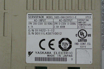 YASKAWA SGDS-04A12AY511-E Servo Drive Input AC200-230V - Pulingma Automation