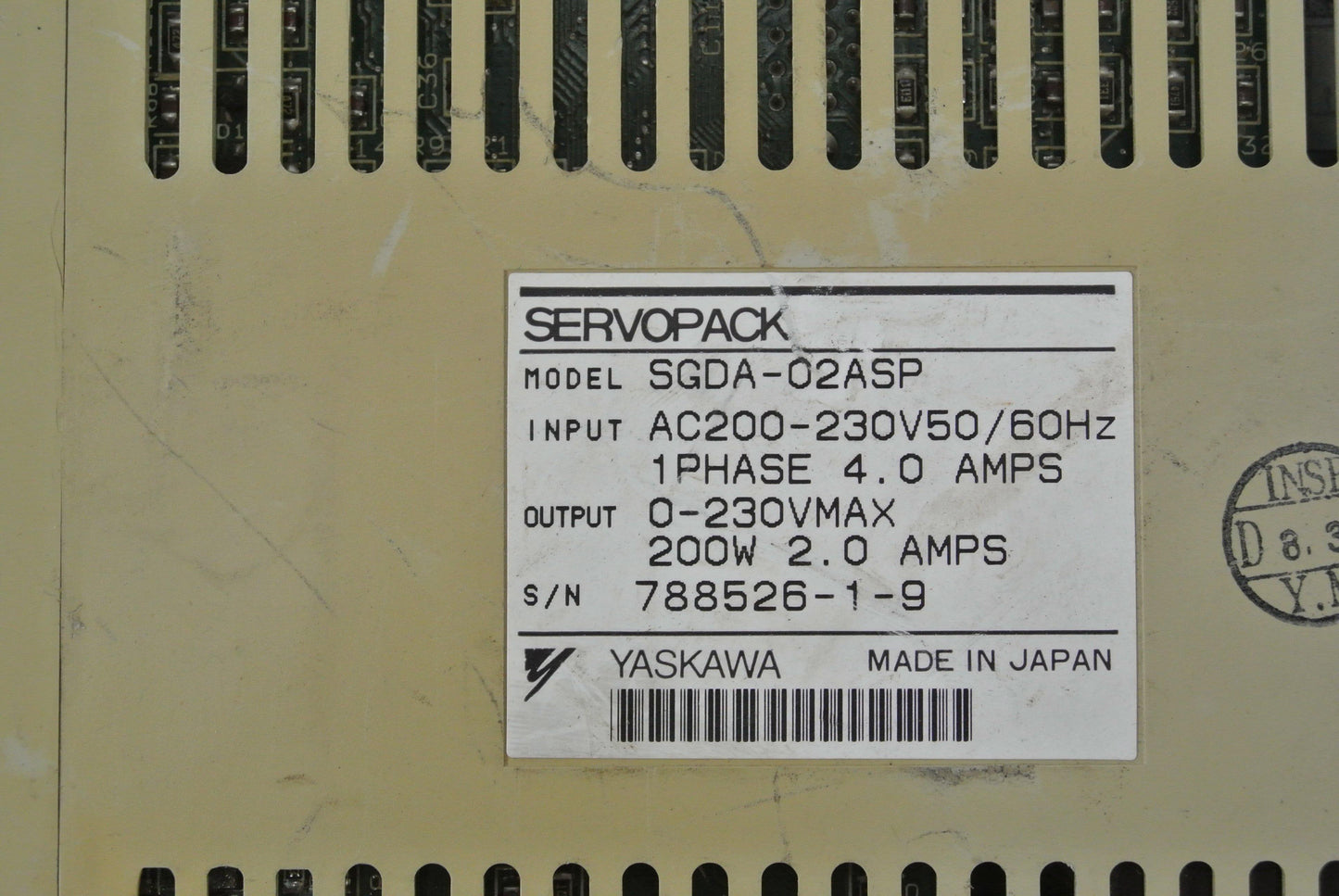 YASKAWA SGDA-02ASP AC Servo Drive Input AC200-230V - Pulingma Automation