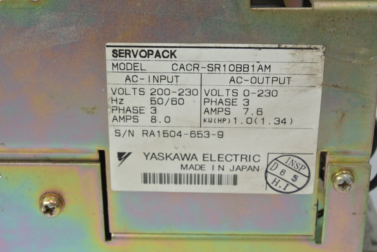 YASKAWA CACR-SR10BB1AM Servo Controller Input 200-230V