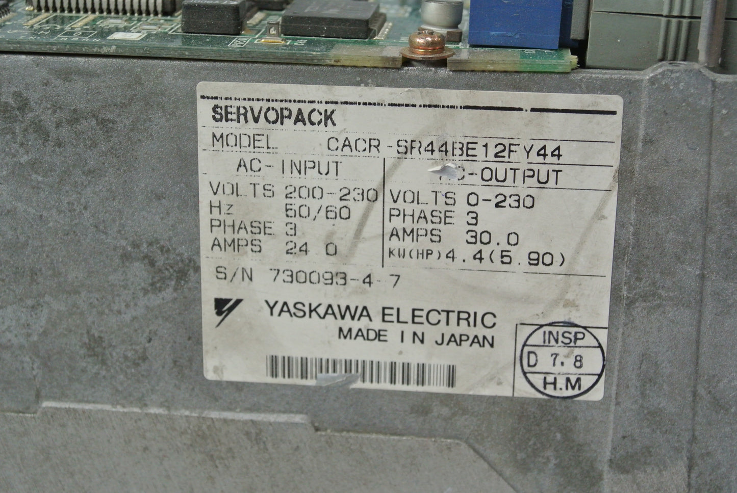 YASKAWA CACR-SR44BE12FY44 Servo Drive Input 200-230VAC