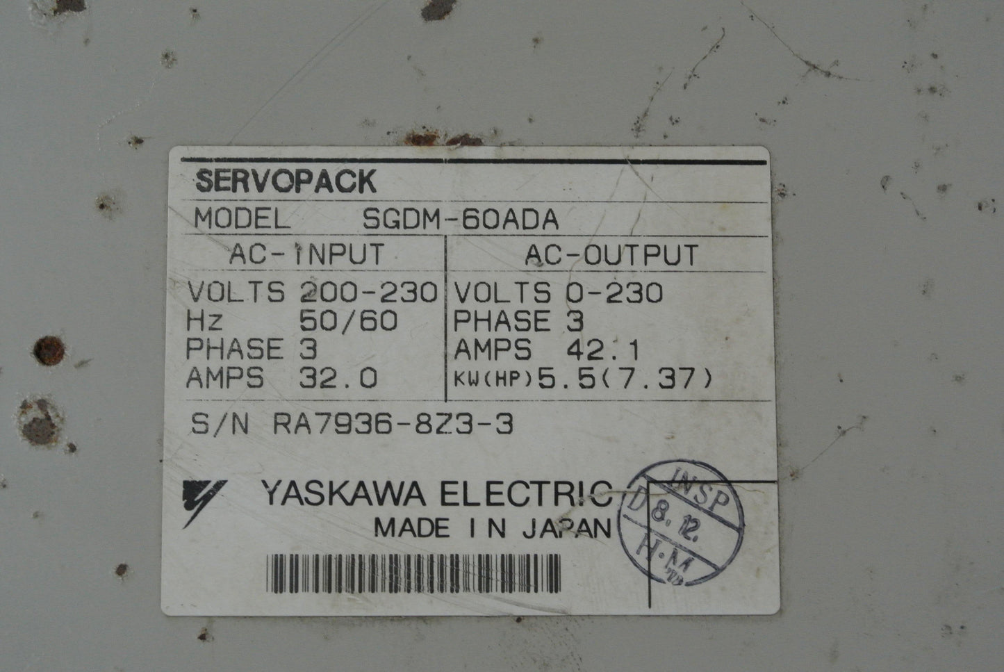 YASKAWA SGDM-60ADA Servo Drive Input AC200-230V - Pulingma Automation