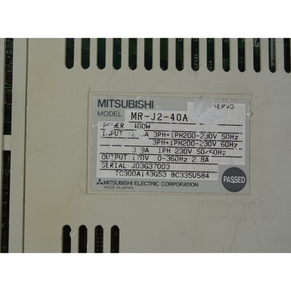 Mitsubishi MR-J2-40A AC Servo Drive 100W Input 200-230V