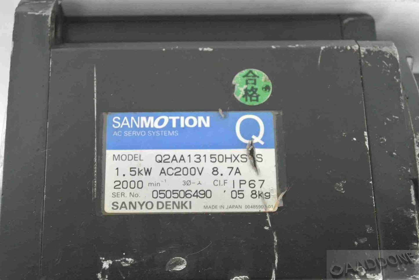 SANYO Denki Q2AA13150HXS1S Servo Motor 1.5kW - Pulingma Automation