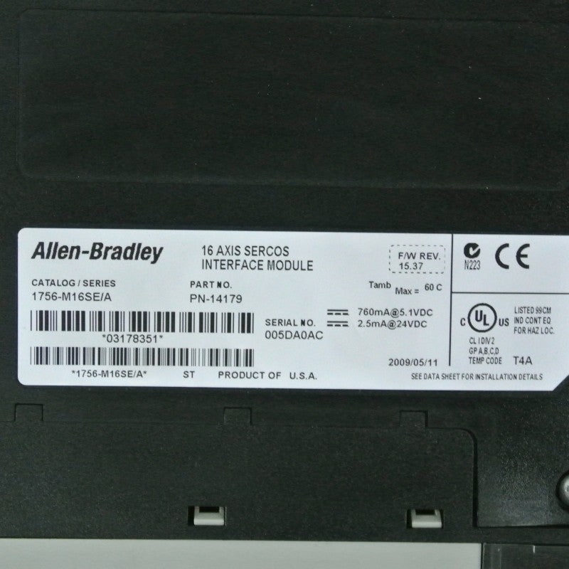 Allen Bradley 1756-M16SE/A 16 Axis Sercos Interface Module