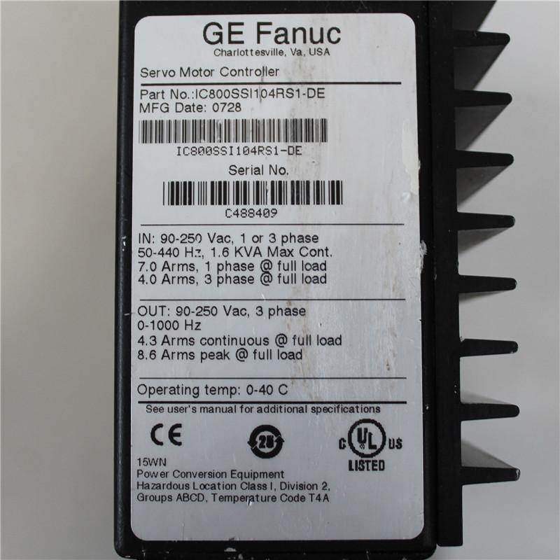 GE FANUC IC800SSI104RS1-DE Serial No. C488409 Servo Motor Controller - Pulingma Automation