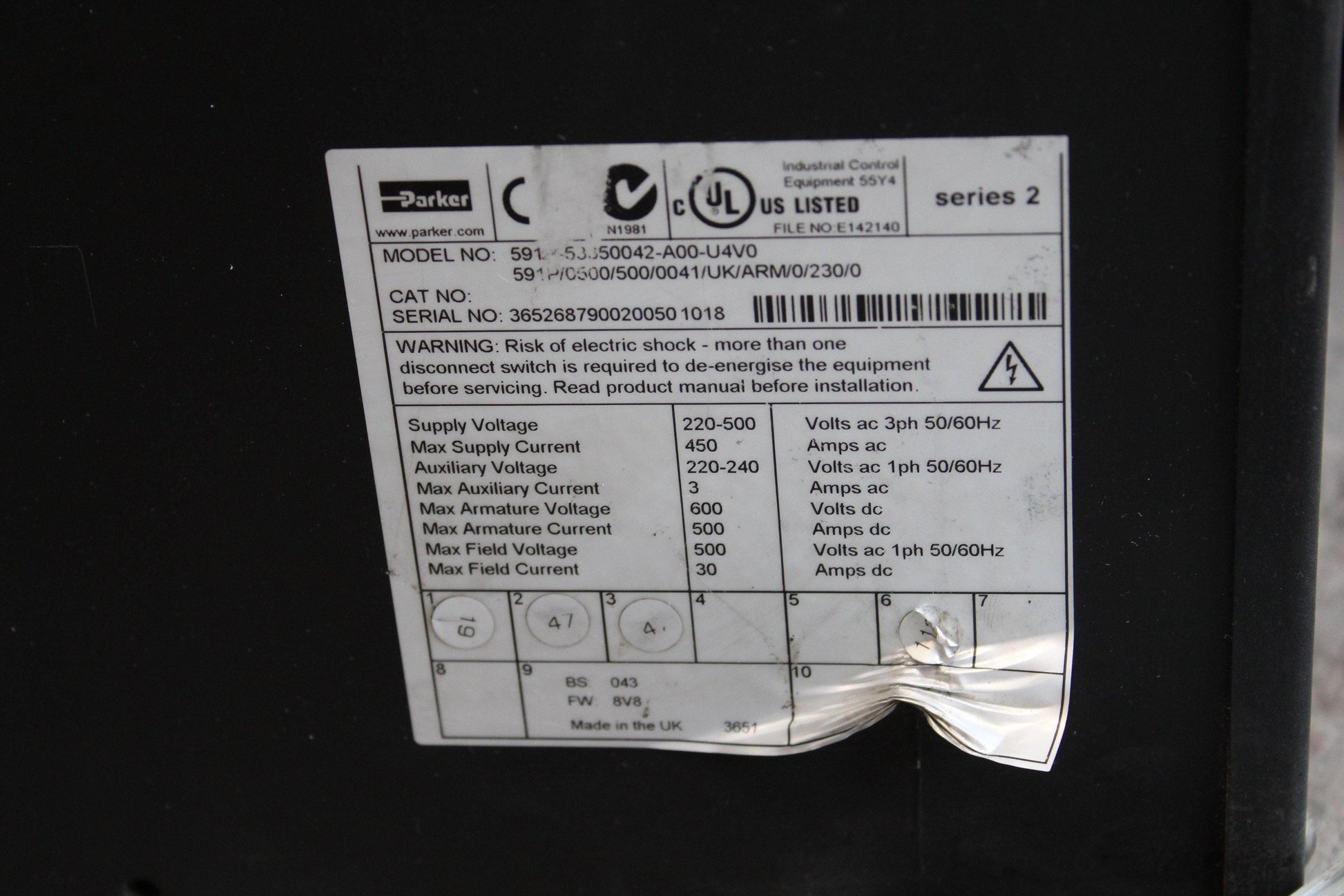 Parker 591P-53350042-A00-U4A0 DC Speed Regulator - Pulingma Automation