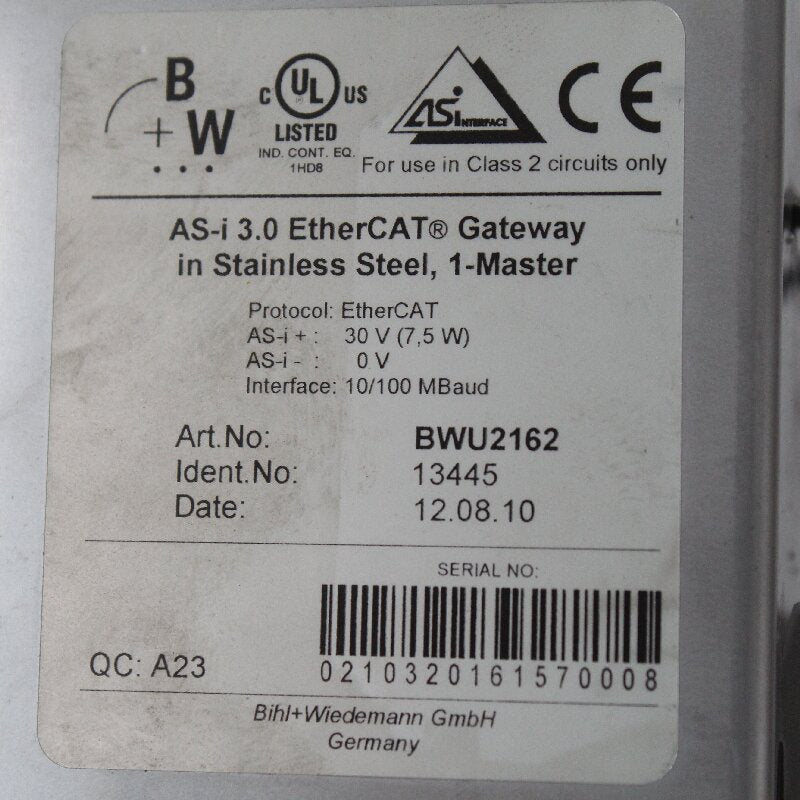 Bihl+Wiedemann BWU2162 Gateway Module 13445