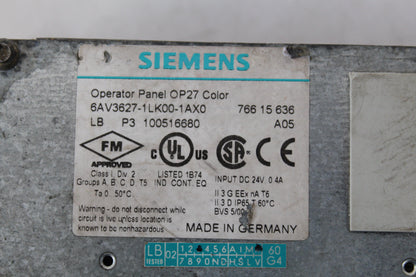 Siemens 6AV3627-1LK00-1AX0 OP27 Simatic HMI Panel - Pulingma Automation