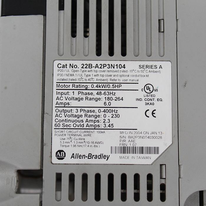 Allen Bradley 22B-A2P3N104 PowerFlex 40 AC Drive 400W - Pulingma Automation