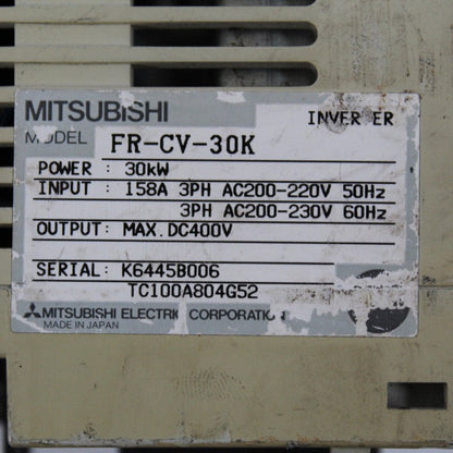 Mitsubishi FR-CV-30K Inverter 30kW Input 200/230V