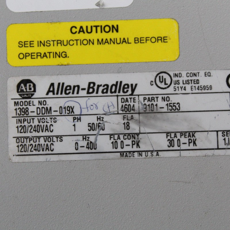 Allen Bradley 1398-DDM-019X AC Servo Drive Series A