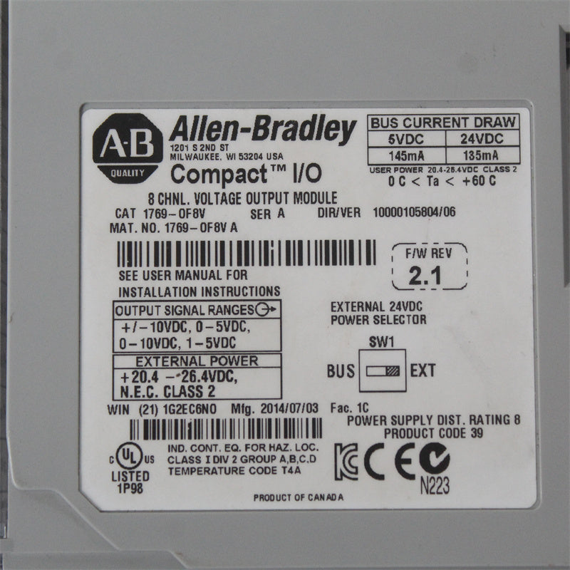 Allen-Bradley Compact 1769-OF8V Analog Output Module