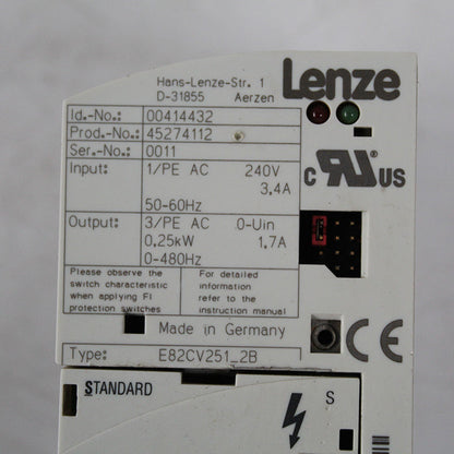 Lenze E82CV251-2B Inverter 240V 250W - Pulingma Automation