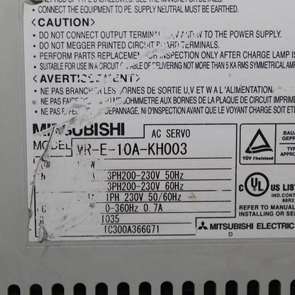 Mitsubishi MR-E-10A-KH003 AC Servo Drive Input 200-230V - Pulingma Automation