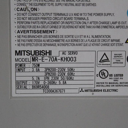 Mitsubishi MR-E-70A-KH003 AC Servo Drive 750W Input 200-230V - Pulingma Automation