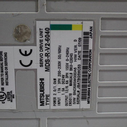 Mitsubishi MDS-R-V2-6040 Servo Drive UNIT 2/1kW 200-230V - Pulingma Automation