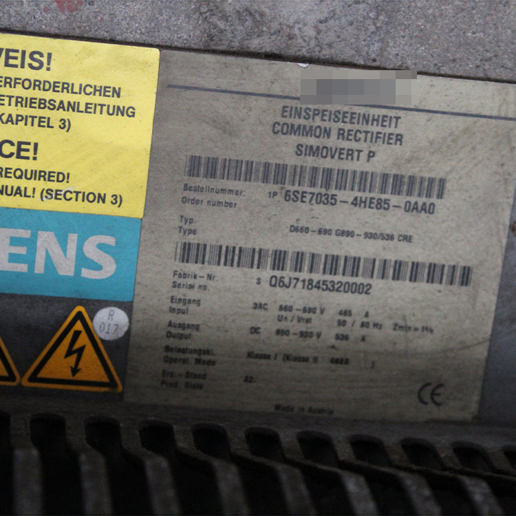 Siemens 6ES7035-4HE85-0AA0 Common Rectifier Simovert P - Pulingma Automation