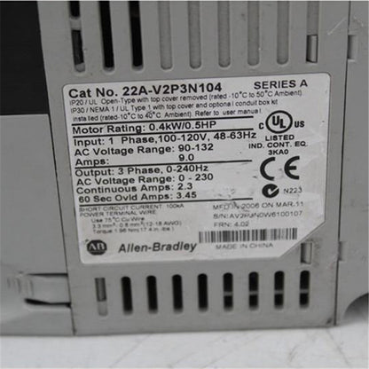 Allen Bradley 22A-V2P3N104 Power Flex Inverter 400W