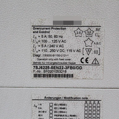 SIEMENS 7SJ6225-5EN22-3FB0/DD Relay Protection Device - Pulingma Automation