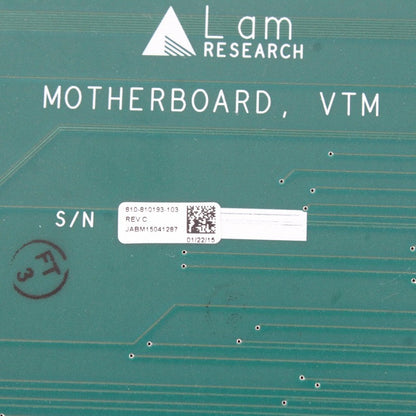 Lam Research 810-810193-103 REV.C Semicondutor Baseboard