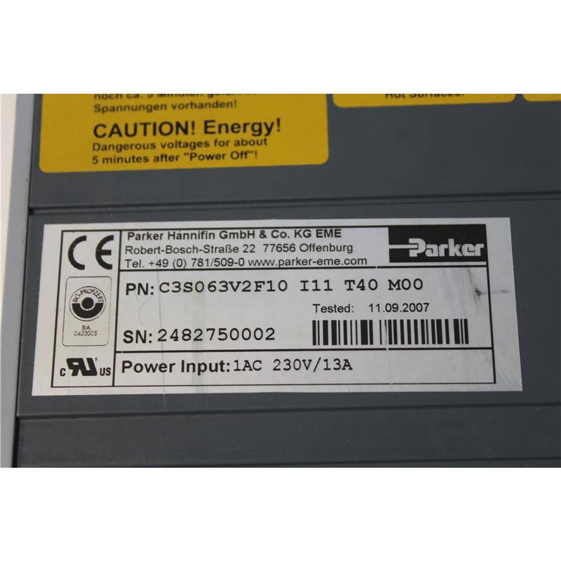 Parker C3S063V2F10I11T40M00 Servo Drive Input 230V 13A - Pulingma Automation