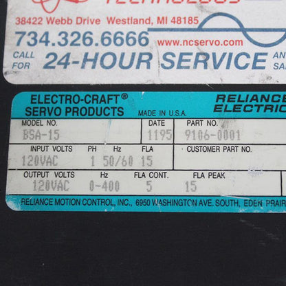 RELIANCE ELECTRIC BSA-15 9106-0081 120V AC Driver - Pulingma Automation