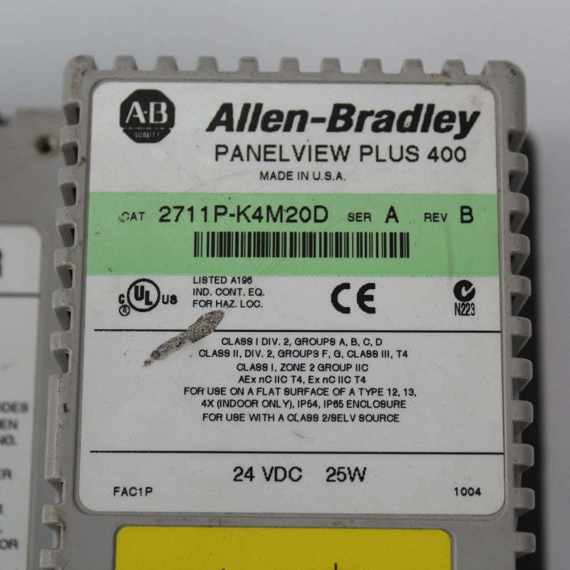 Allen Bradley 2711P-K4M20D PanelView Plus 400 SER A