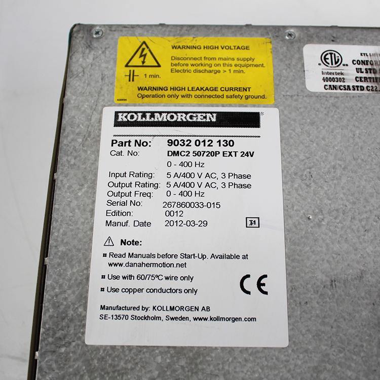 Used Kollmorgen INPUT 5A 400VAC 3phase DMC250720P Servo Driver - Pulingma Automation
