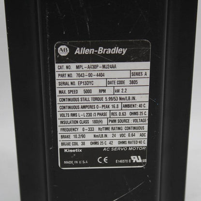 Allen Bradley MPL-A430P-MJ24AA 2.2KW Robotic Servo Motor - Pulingma Automation