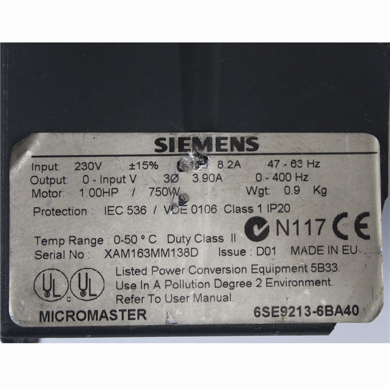 Siemens 6SE9213-6BA40 Micromaster Vector 750w - Pulingma Automation