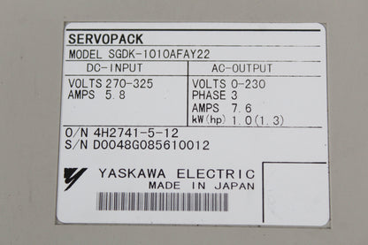 YASKAWA SGDK-1010AFAY22 Servo Drive Input DC270-325V - Pulingma Automation