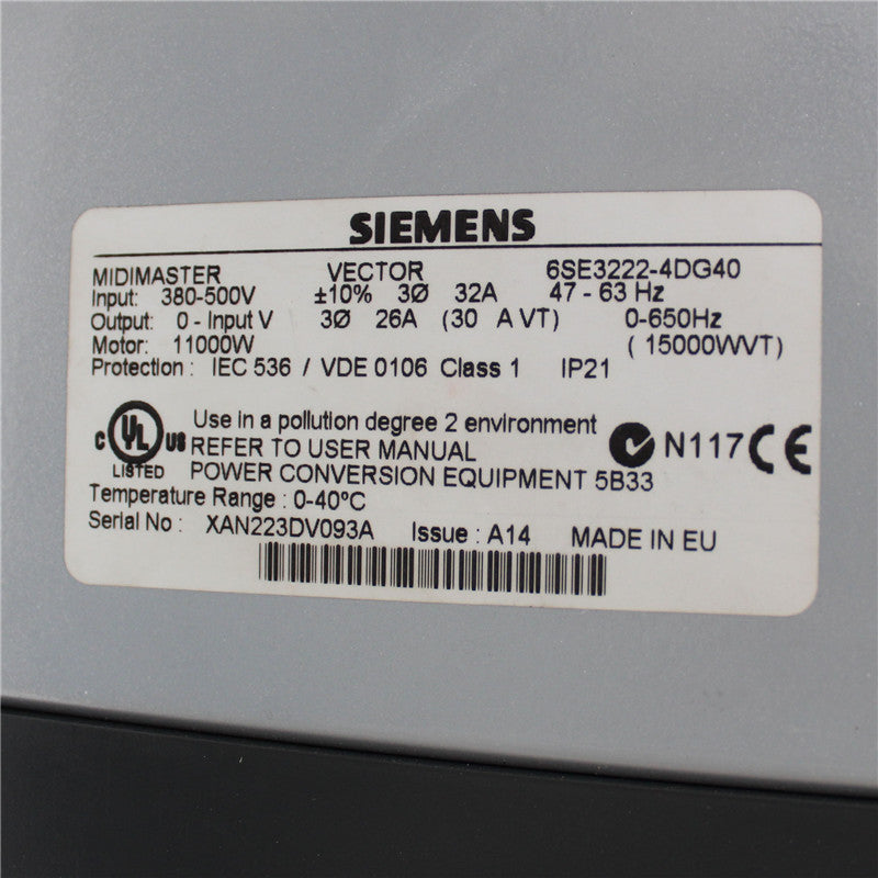 Siemens 6SE3222-4DG40 11kW Midimaster Vector - Pulingma Automation