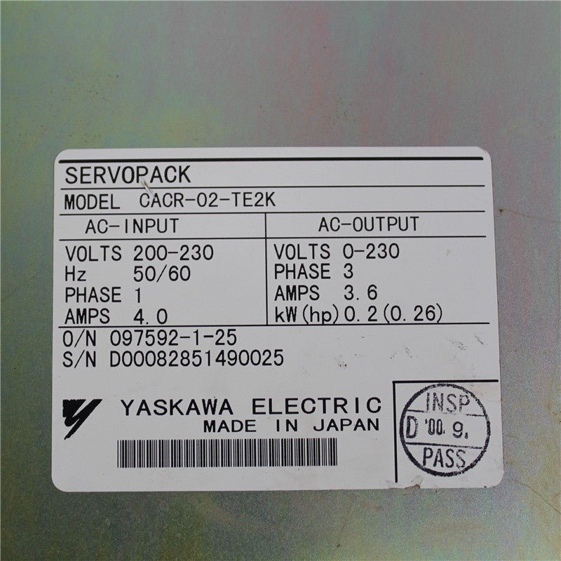 YASKAWA CACR-02-TE2K Servo Drive Input 200-230V