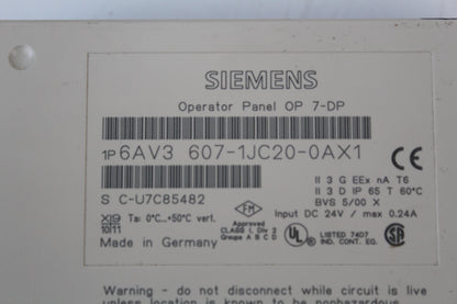 Siemens 6AV3607-1JC20-0AX1 Operator Panel - Pulingma Automation