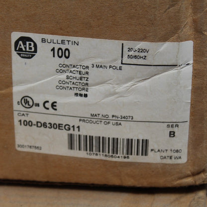 Allen Bradley 100-D630EG11 Contactor Bulletin 100