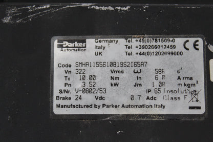 Parker SMHA1155610819S2I65A7 Servo Motor 24VDC - Pulingma Automation