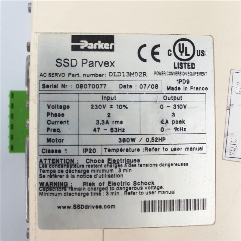 Parker DLD13M02R 380W Servo Drive Input 230V - Pulingma Automation