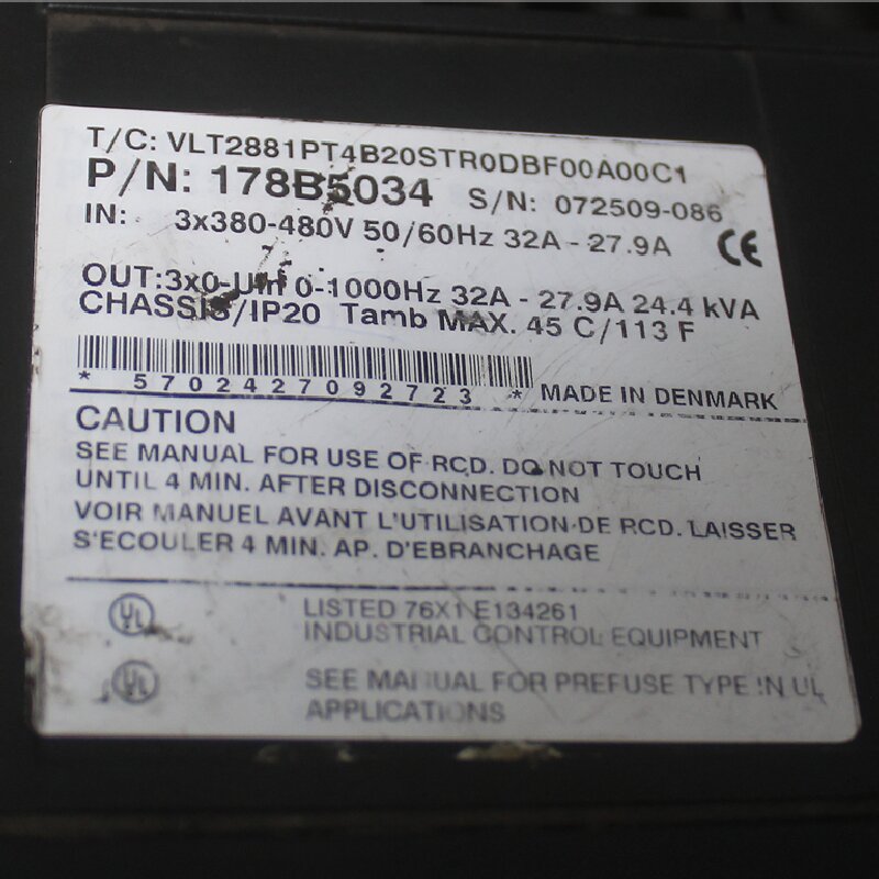 Danfoss VLT2881PT4B20STR0DBF00A00C1 Inverter 178B5034