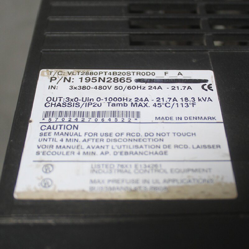 Danfoss VLT2880PT4B20STR0D0_F_A_ Inverter 195N2865