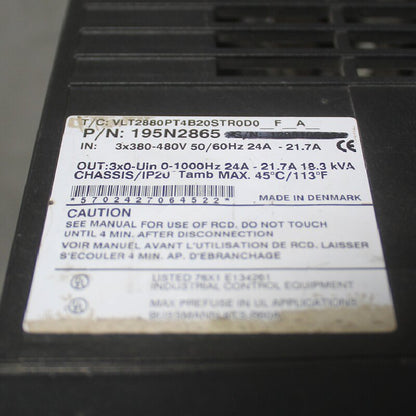 Danfoss VLT2880PT4B20STR0D0_F_A_ Inverter 195N2865