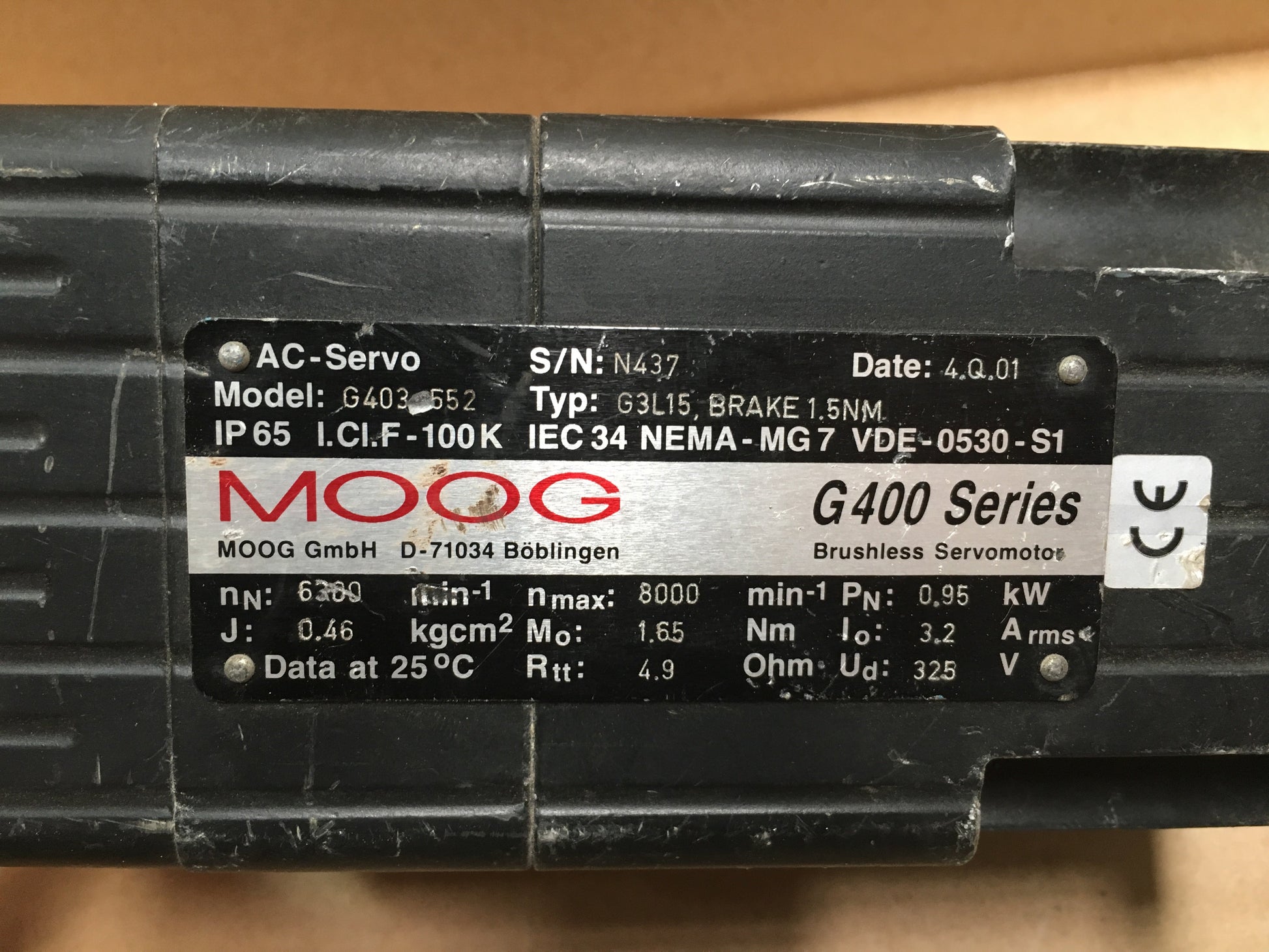 MOOG G403-552 AC Servo Motor - Pulingma Automation
