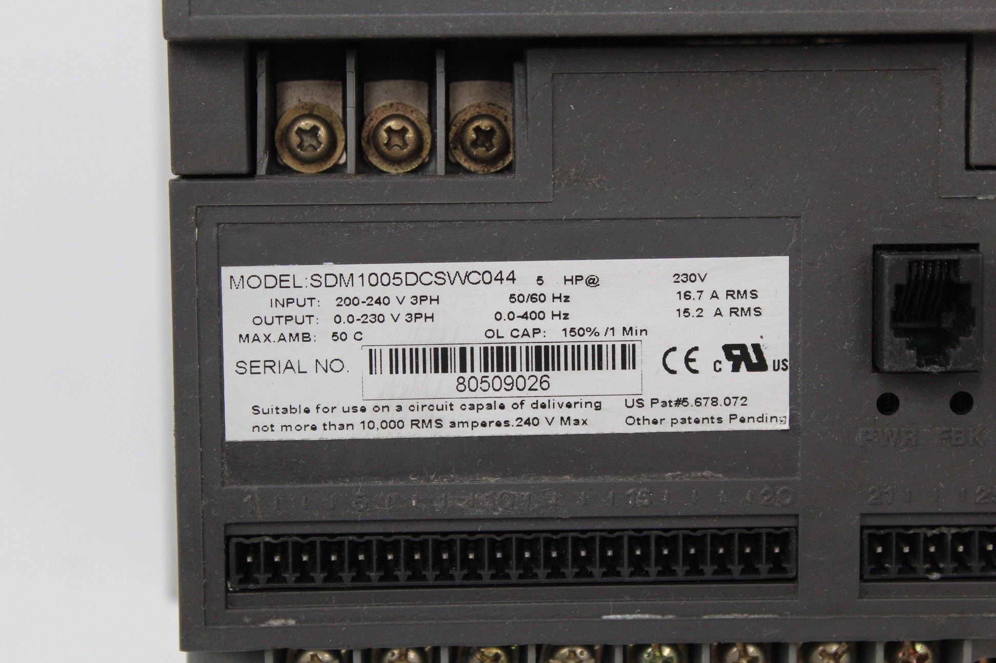 Parker SDM1005DCSWC044 Inverter Input 200-240V - Pulingma Automation