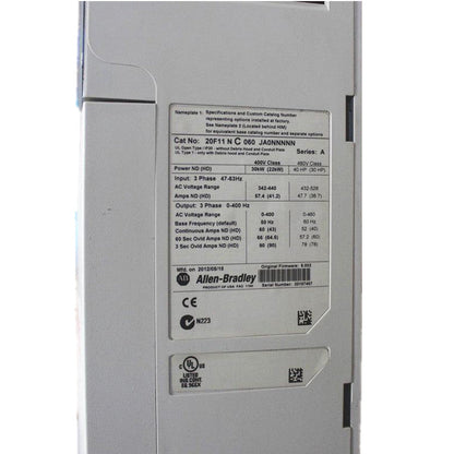 Allen Bradley 20F11NC060JA0NNNNN PowerFlex 753 AC Drive 30KW