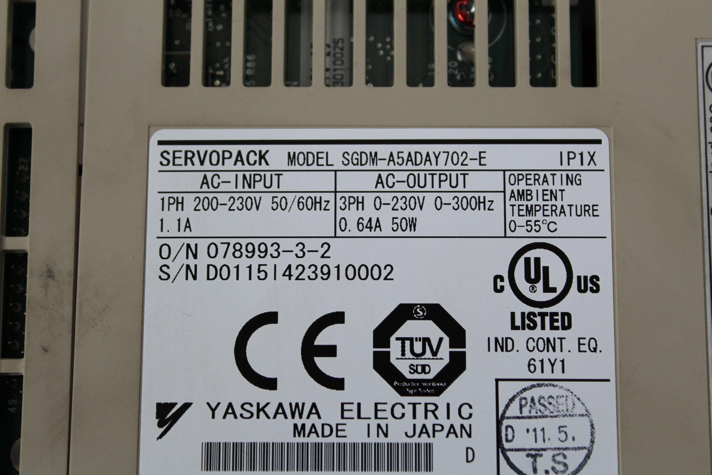 YASKAWA SGDM-A5ADAY702-E AC Servo Drive Input 200-230V - Pulingma Automation