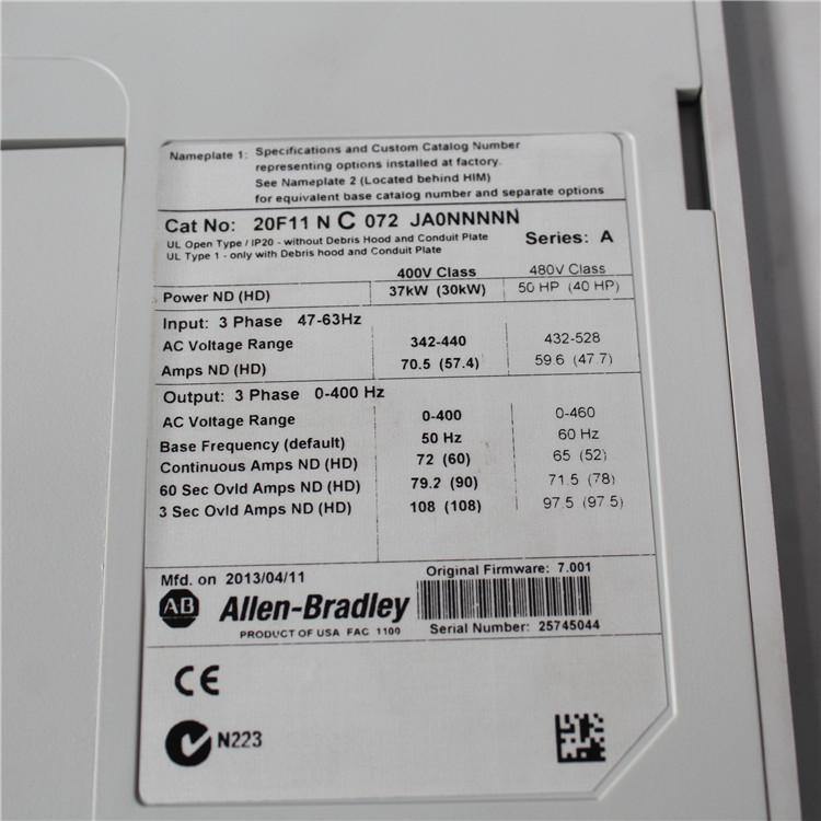 Allen Bradley PowerFlex 753 AC Drive, Inverter 37KW 20F11NC072JA0NNNNN Used In Good Condition - Pulingma Automation