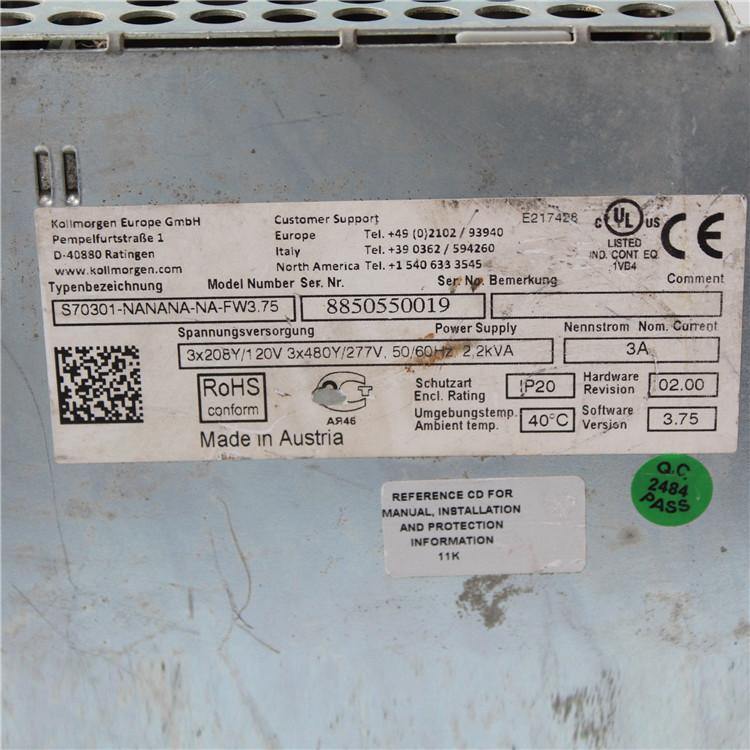 Kollmorgen S70301-NANANA-NA-FW3.75 8850550019 S700 3A 1.5KW Servo Drive - Pulingma Automation