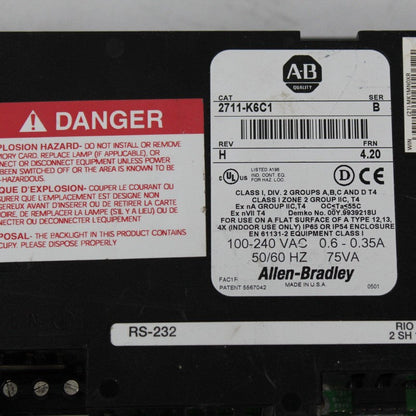 Allen Bradley 2711-K6C1 PanelView 600 Operator Interface SER B