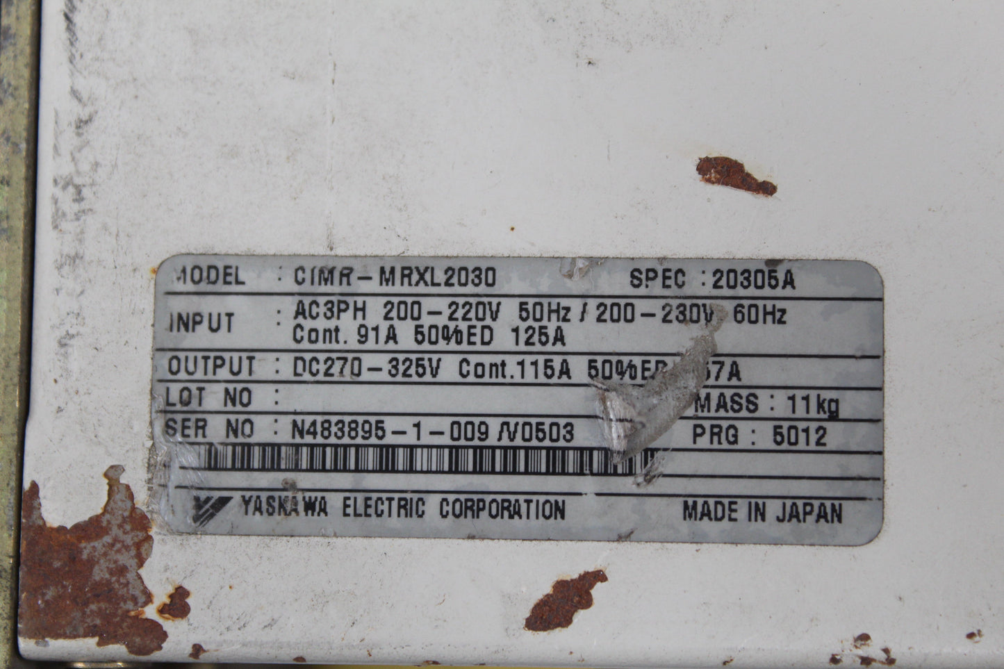 YASKAWA CIMR-MRXL2030 Inverter Input 200-220V230