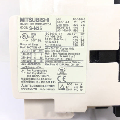 Mitsubishi S-N35-AC-220V AC Contactor